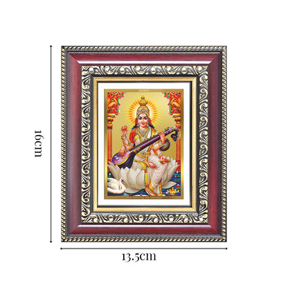 Diviniti 24K Gold Plated Saraswati Mata (Classic) Divine Table Top Frame for Home Mandir & Office Decor | Luxury Spiritual Gift