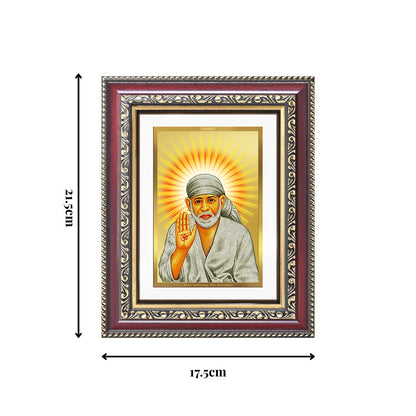 Diviniti 24K Gold Plated Sai Baba With Blessings (Classic) Divine Wall and Table Top Frame for Home Mandir & Office Decor | Luxury Spiritual Gift