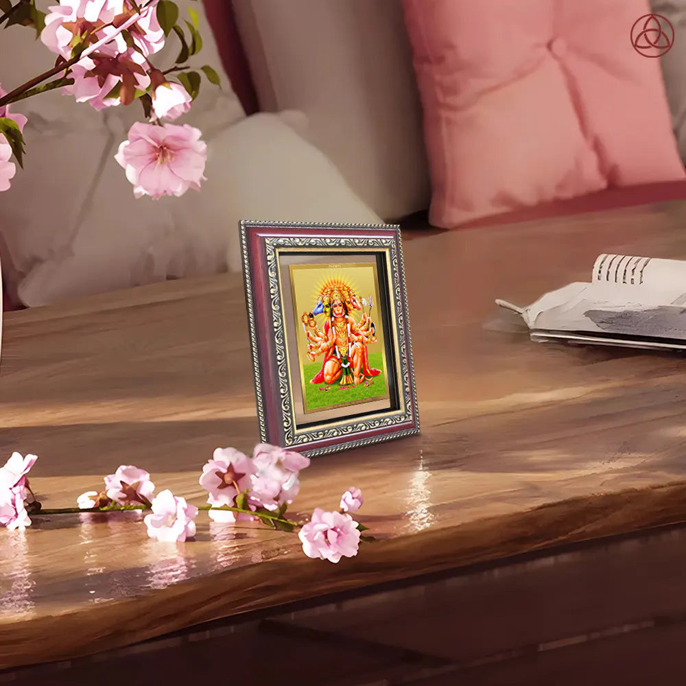 Panchmukhi Hanuman | Five-Faced Hanuman Wall & Tabletop Photo Frame in 24K Gold Plated Foil