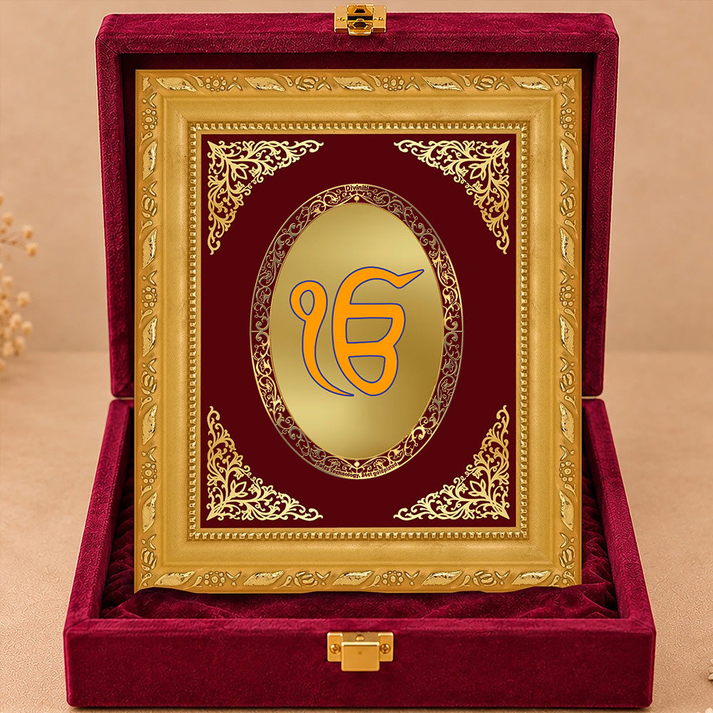 24K Gold-Plated Ik Onkar BG Frame | Premium Gift Box | 16 X 13.5 CM