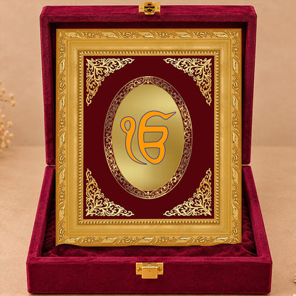 24K Gold-Plated Ik Onkar BG Frame | Premium Gift Box | 16 X 13.5 CM