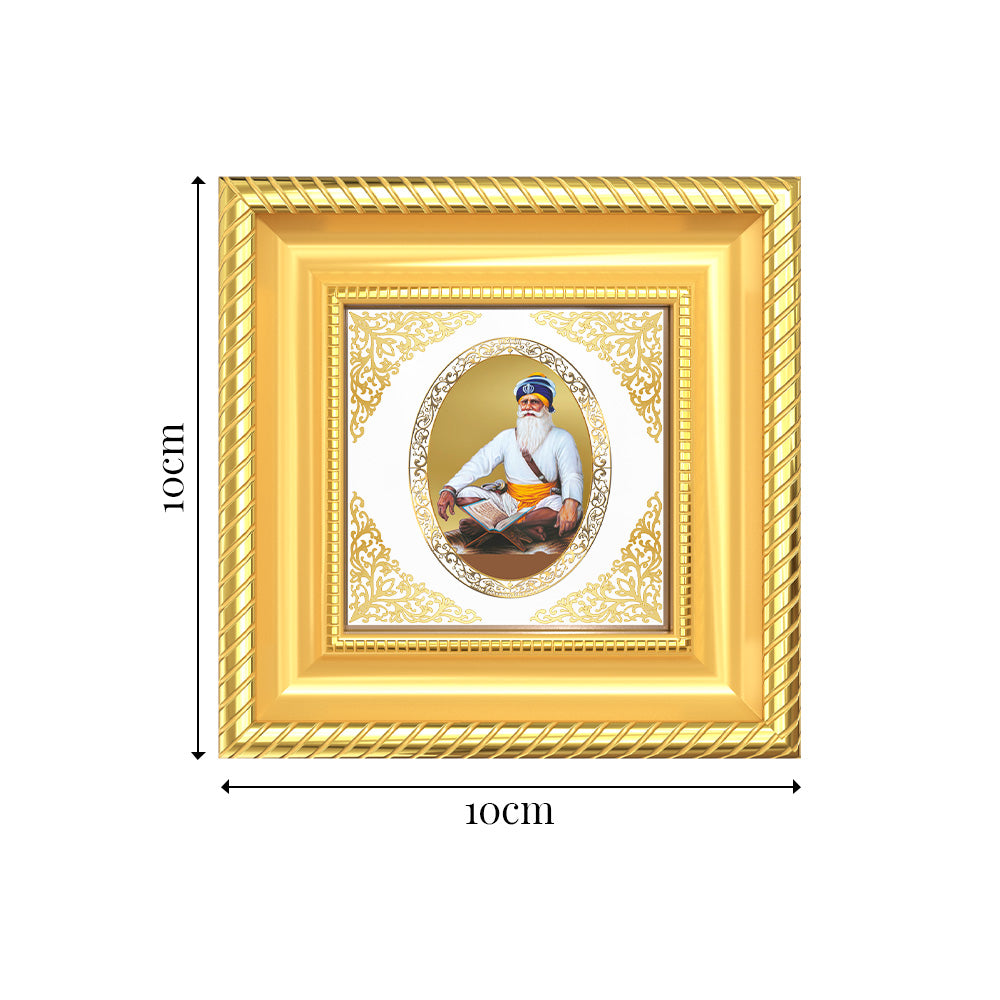 Baba Deep Singh Ji | Divine Sikh Warrior Saint Royal Tabletop Photo Frame in 24K Gold Plated Foil