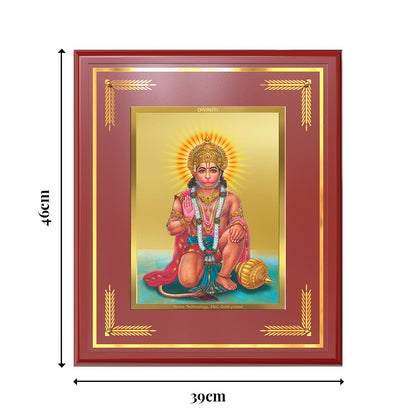 Diviniti Ashirwad Hanuman Wall Photo Frame in 24K Gold Plated Foil | Strength, Protection & Divine Blessings