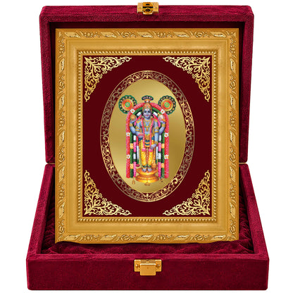 24K Gold-Plated Lord Guruvayurappan Frame | Premium Gift Box | 21.5x17.5 CM