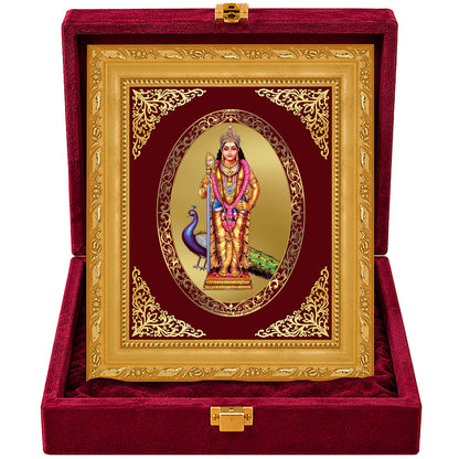 24K Gold-Plated Lord Murugan Frame | Premium Gift Box | 21.5x17.5 CM