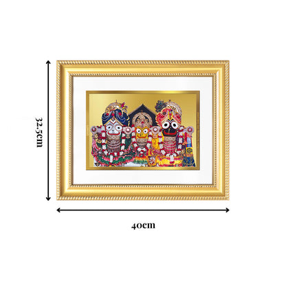 Diviniti 24K Gold Plated Jagannath Subhadra Balabhadra (Classic) Divine Wall Frame for Home Mandir & Office Decor | Luxury Spiritual Gift