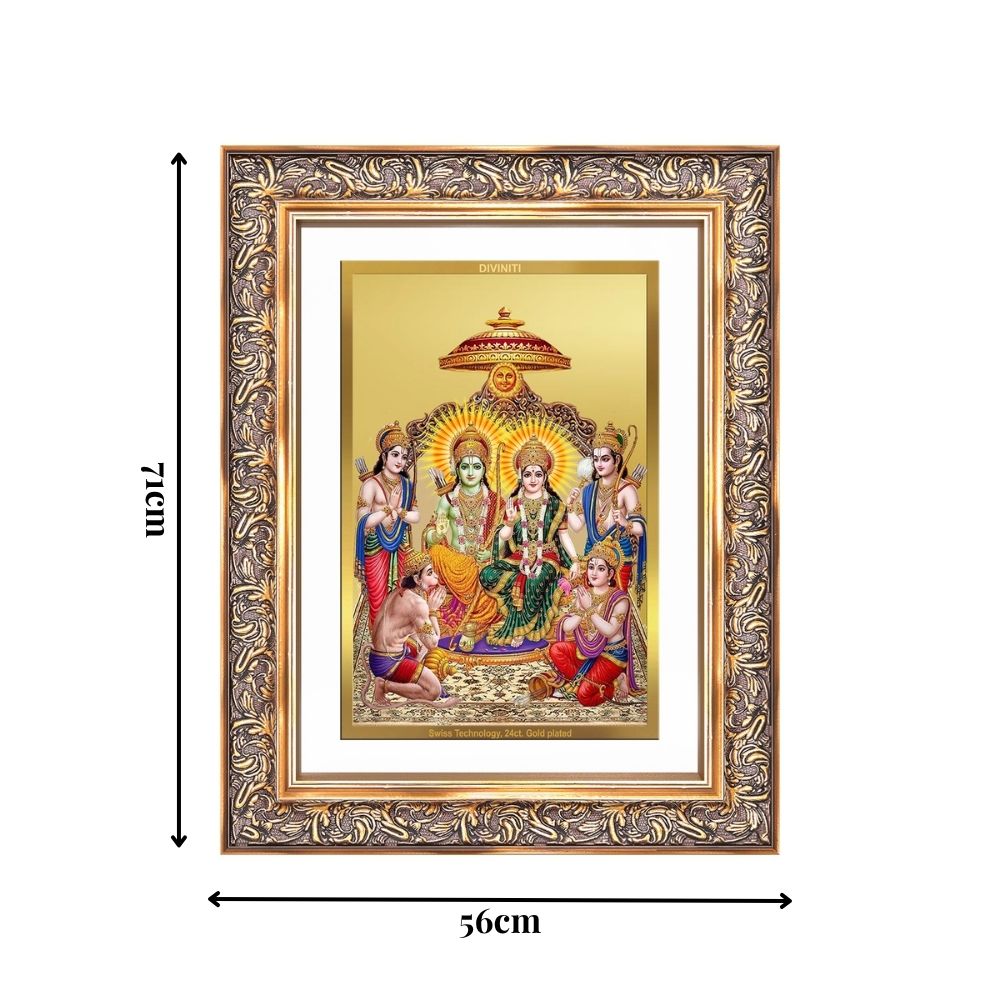 Diviniti 24K Gold Plated Ram Darbar Divine Wall Frame for Home Mandir & Office Decor | Luxury Spiritual Gift