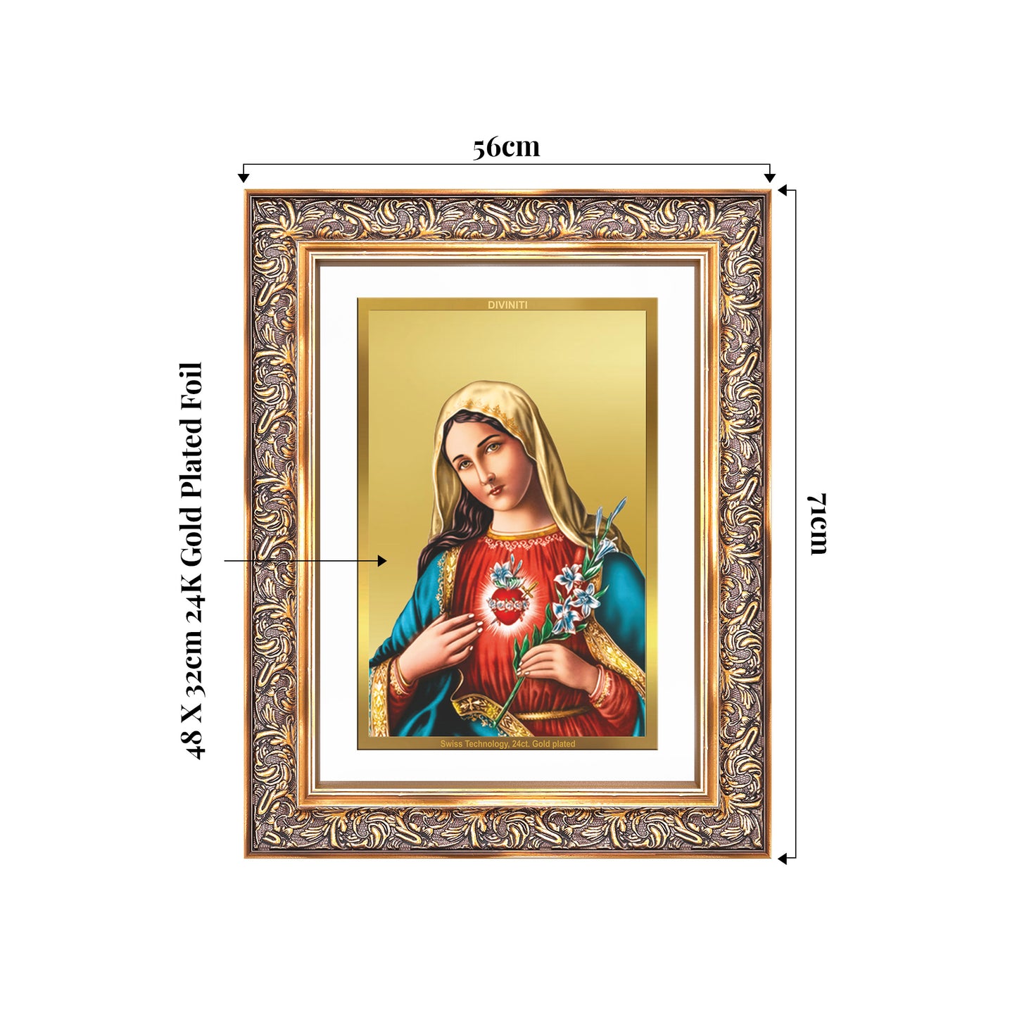 Mother Mary | Blessed Virgin Wall Mount Photo Frame in 24K Gold Plated Foil