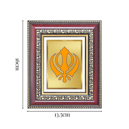 Diviniti 24K Gold Plated Khanda Sahib (Classic) Divine Table Top Frame for Home Mandir & Office Decor | Luxury Spiritual Gift