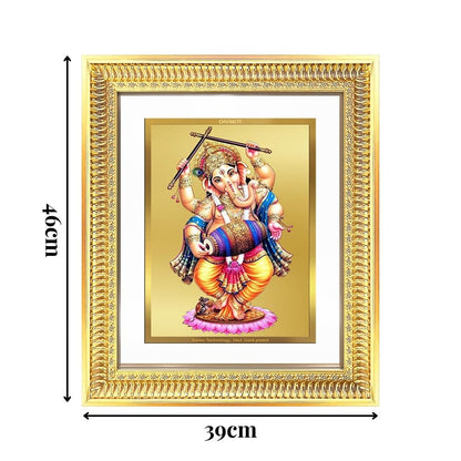 Diviniti 24K Gold Plated Dancing Ganesha (Classic) Divine Wall Frame for Home Mandir & Office Decor | Luxury Spiritual Gift