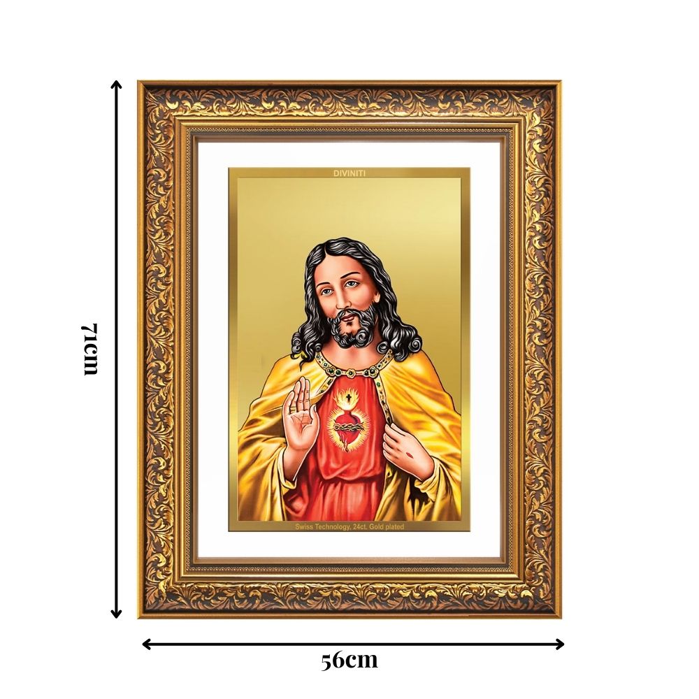 Diviniti 24K Gold Plated Jesus Christ (Classic) Divine Wall Frame for Home Mandir & Office Decor | Luxury Spiritual Gift