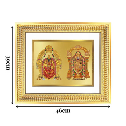 Diviniti 24K Gold Plated Padmavati And Balaji (Classic) Divine Wall Frame for Home Mandir & Office Decor | Luxury Spiritual Gift