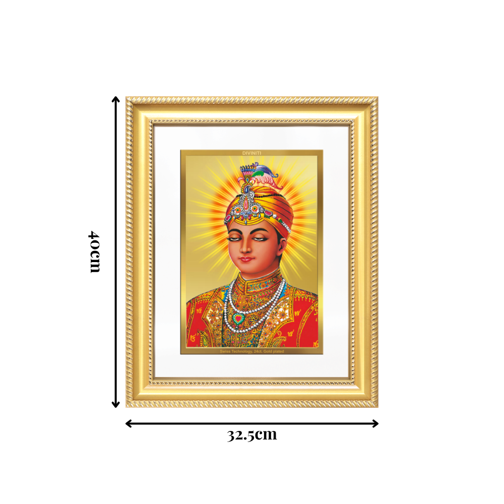 Diviniti 24K Gold Plated Guru Harkrishan Sahib Ji (Classic) Sacred Sikh Wall Frame for Home Decor & Office Ambiance | Premium Spiritual Gift