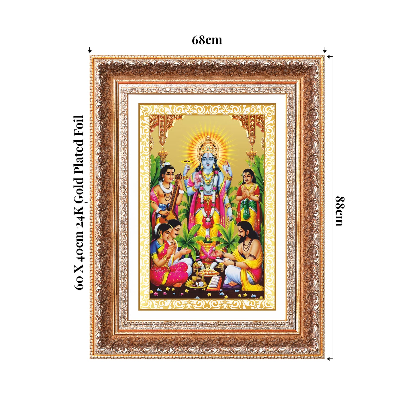 Lord Satyanarayana | Divine form of Truth and Prosperity Wall Photo Frame in 24K Gold Plated Foil