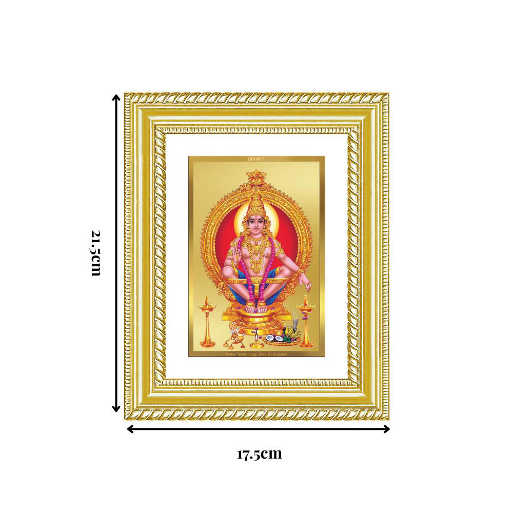 Diviniti 24K Gold Plated Ayyappan Divine Wall and Table Top Frame for Home Mandir & Office Decor | Luxury Spiritual Gift