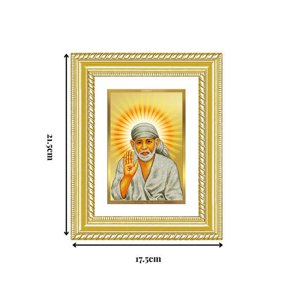 Diviniti 24K Gold Plated Sai Baba With Blessings (Classic) Divine Wall and Table Top Frame for Home Mandir & Office Decor | Luxury Spiritual Gift