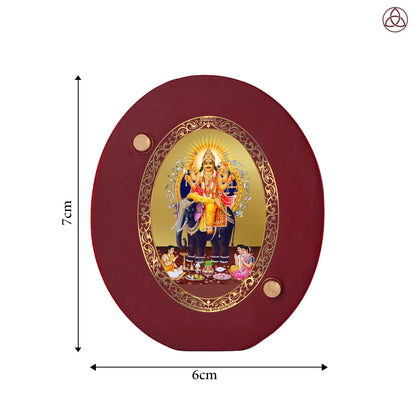 Vishwakarma Car Dashboard & Tabletop Photo Frame, 24K gold-plated, 7x6 cm, intricate design.