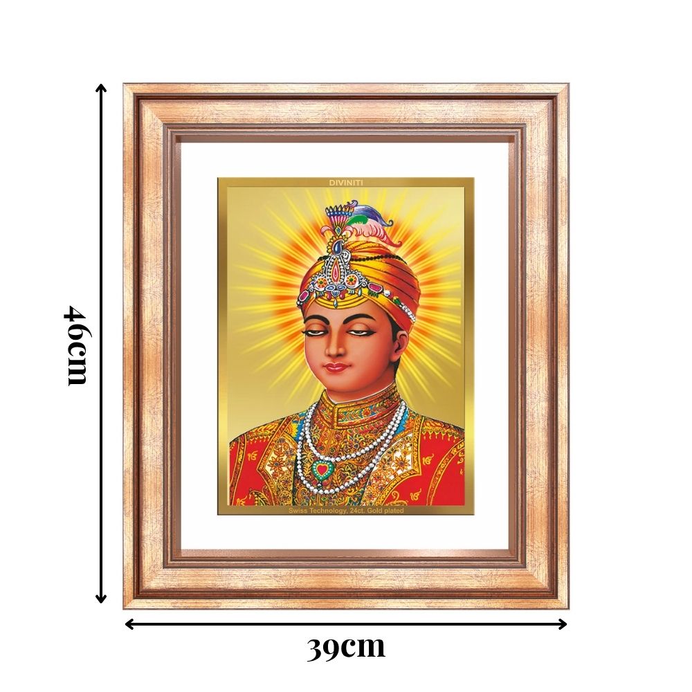 Diviniti 24K Gold Plated Guru Harkrishan Sahib Ji (Classic) Sacred Sikh Wall Frame for Home Decor & Office Ambiance | Premium Spiritual Gift