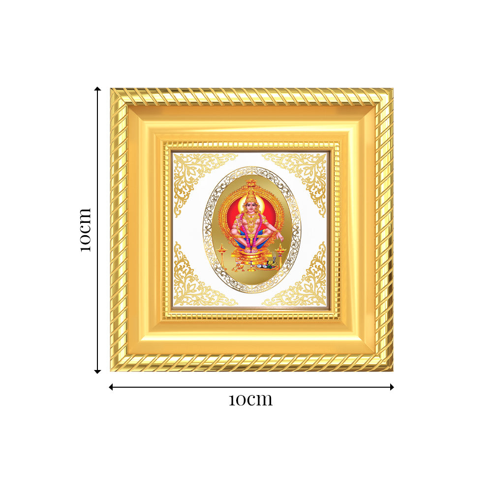Lord Ayyapan | Divine Hindu God Royal Tabletop Photo Frame in 24K Gold Plated Foil