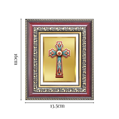 Diviniti 24K Gold Plated Holy Cross (Classic) Divine Table Top Frame for Home Mandir & Office Decor | Luxury Spiritual Gift