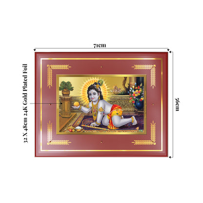 Laddu Gopal | Bal Krishna Wall Mount Photo Frame in 24K Gold Plated Foil