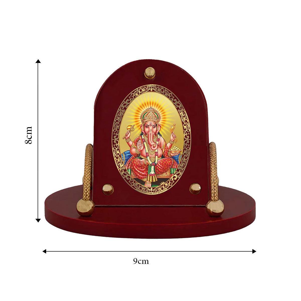 Lord Ganesha | Divine Ganpati 24K Gold Plated Photo Frame for Car Dashboard, Home Décor & Tabletop | Blessings of Success, Wisdom & Prosperity