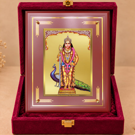 24K Gold-Plated Lord Murugan MDF Frame | Premium Gift Box | 27x35 CM