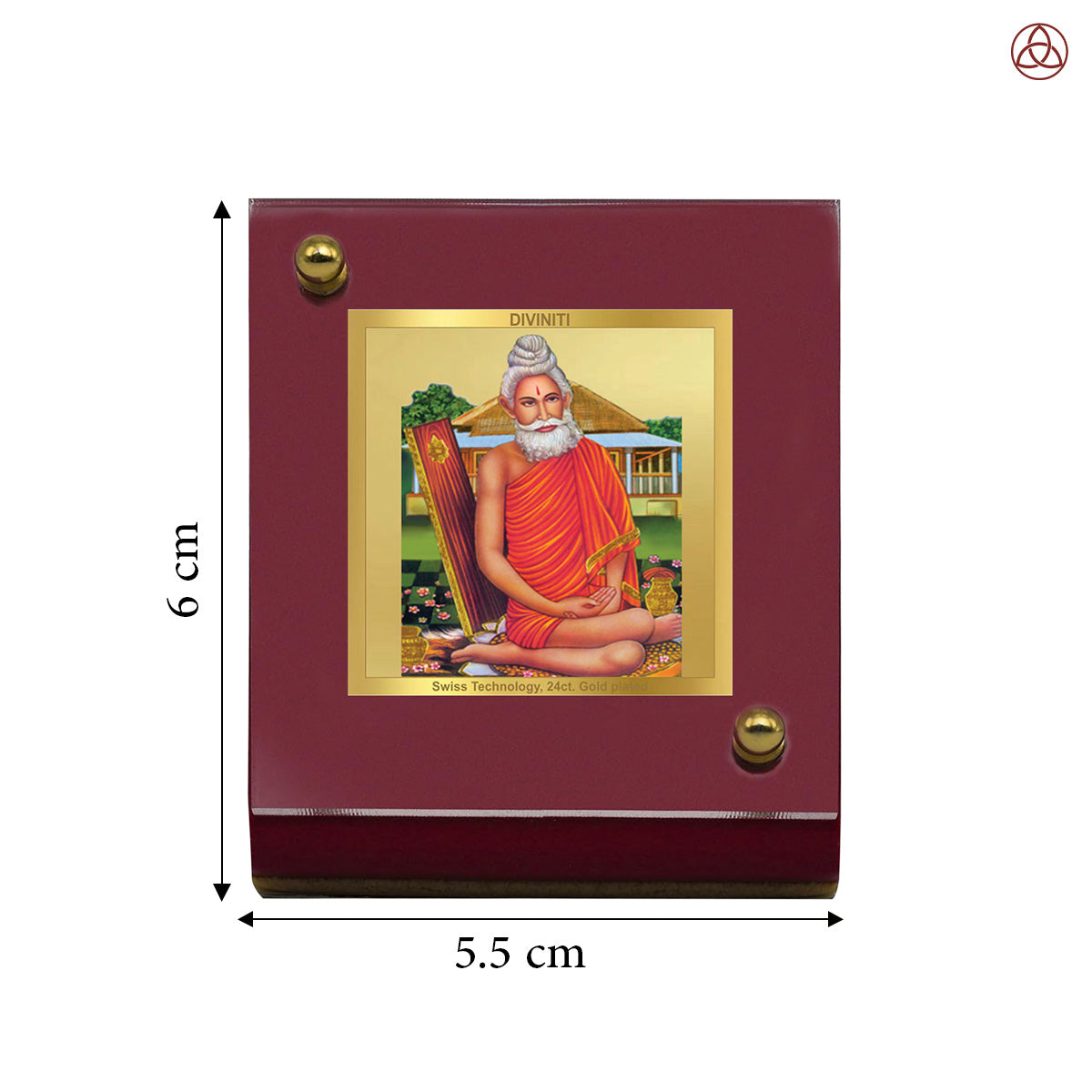 Baba Lokenath | Divine Hindu Saint Car Dashboard & Tabletop Photo Frame in 24K Gold Plated Foil