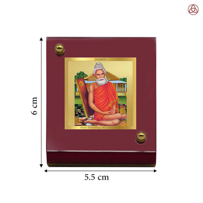 Baba Lokenath | Divine Hindu Saint Car Dashboard & Tabletop Photo Frame in 24K Gold Plated Foil