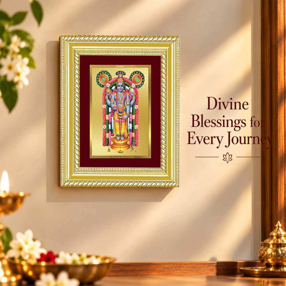 24K Gold-Plated Guruvayurappan Frame | Premium Gift Box | 21.5x17.5 CM