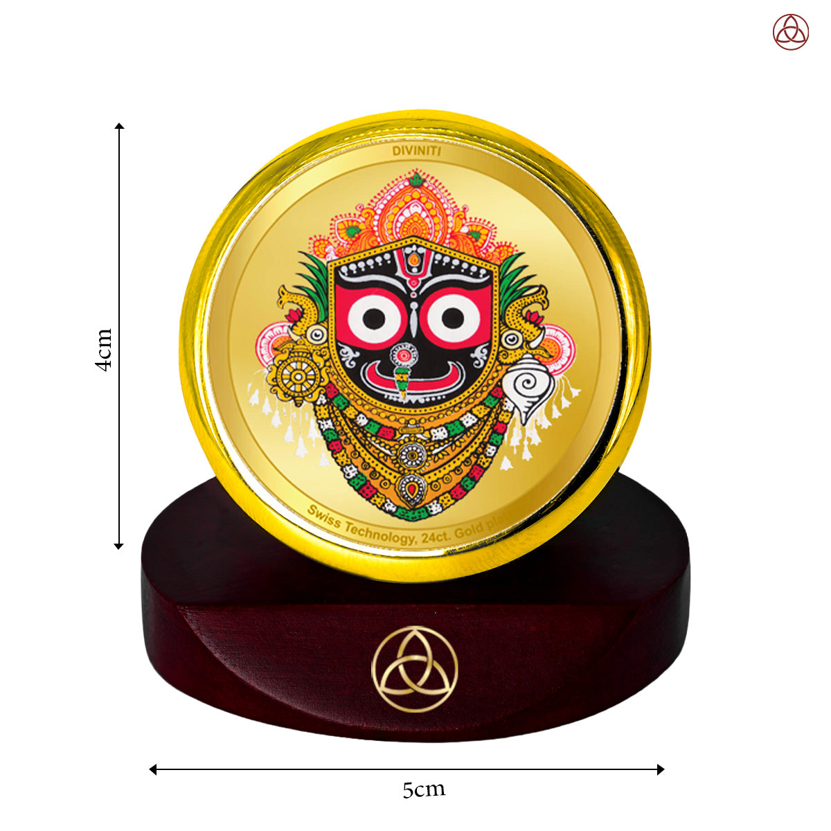 Jagannath Balaram Suvadra | Divine Lord Jagannath Family Car Dashboard & Tabletop Photo Frame in 24K Gold Plated Foil