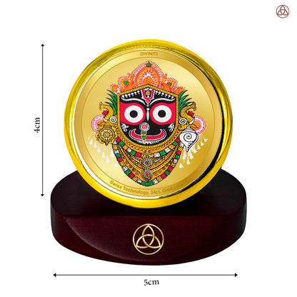 Jagannath Balaram Suvadra | Divine Lord Jagannath Family Car Dashboard & Tabletop Photo Frame in 24K Gold Plated Foil