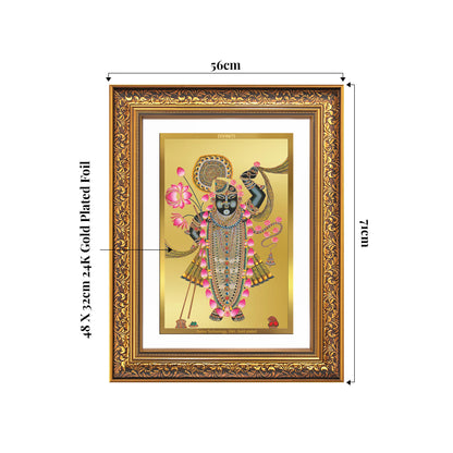 Lord Shrinathji | Divine form of Krishna from Nathdwara Wall Mount Photo Frame in 24K Gold Plated Foil