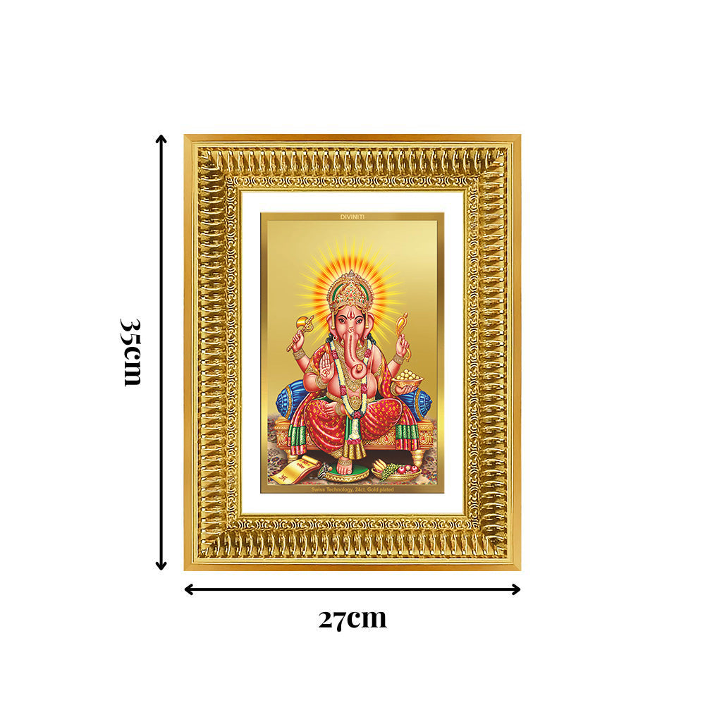 Diviniti 24K Gold Plated Ganesha (Classic) Divine Wall Frame for Home Mandir & Office Decor | Luxury Spiritual Gift
