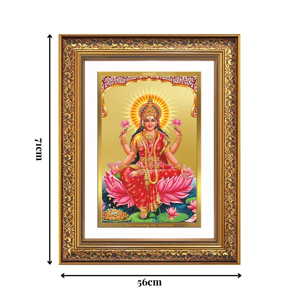 Diviniti 24K Gold Plated Lakshmi (Classic) Divine Wall Frame for Home Mandir & Office Decor | Luxury Spiritual Gift