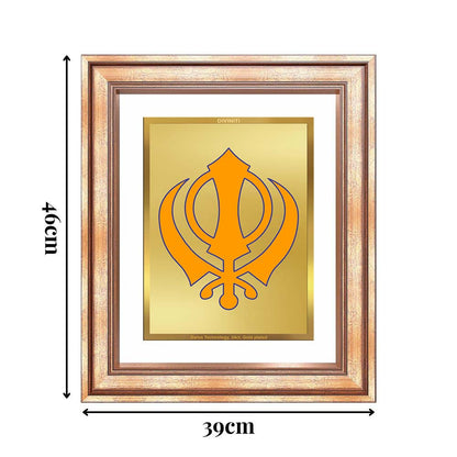 Diviniti 24K Gold Plated Khanda Sahib (Classic) Divine Wall Frame for Home Mandir & Office Decor | Luxury Spiritual Gift