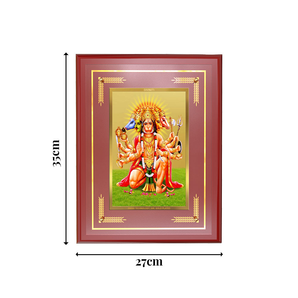Diviniti 24K Gold Plated Panchmukhi Hanuman Blessing Tabletop Photo Frame | Protection, Strength & Divine Power