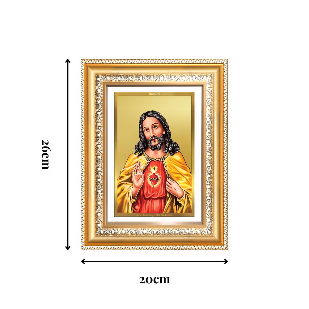 Diviniti 24K Gold Plated Jesus Christ (Classic) Divine Wall Frame for Home Mandir & Office Decor | Luxury Spiritual Gift