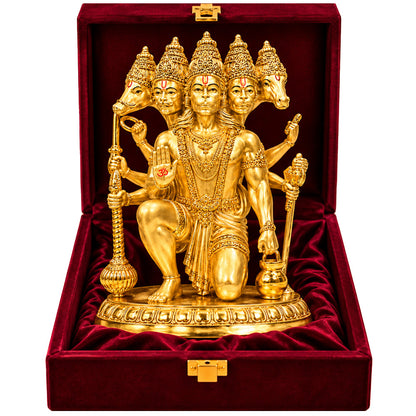 24K Gold-Plated Panchmukhi Hanuman Idol | Premium Gift Box | 17.5x12 CM