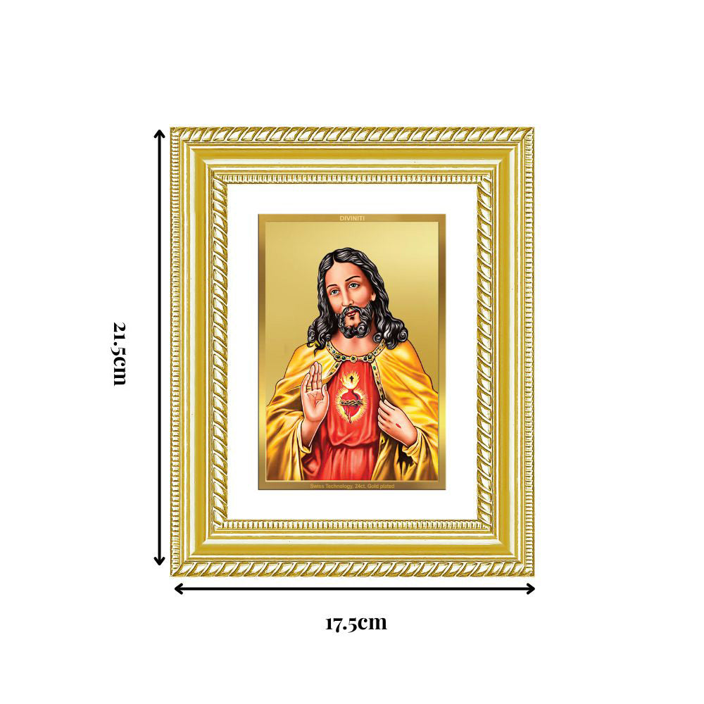 Diviniti 24K Gold Plated Jesus Christ (Classic) Divine Wall and Table Top Frame for Home Mandir & Office Decor | Luxury Spiritual Gift