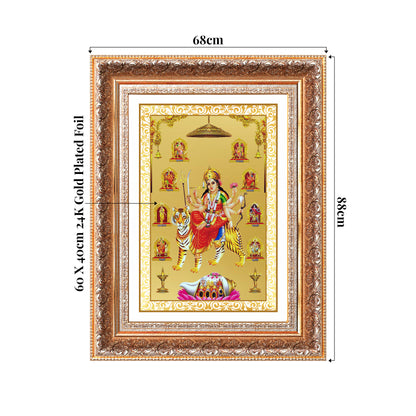 Durga Nav Durga | Goddess Durga in Her Nine Divine forms Wall Mount Photo Frame in 24K Gold Plated Foil