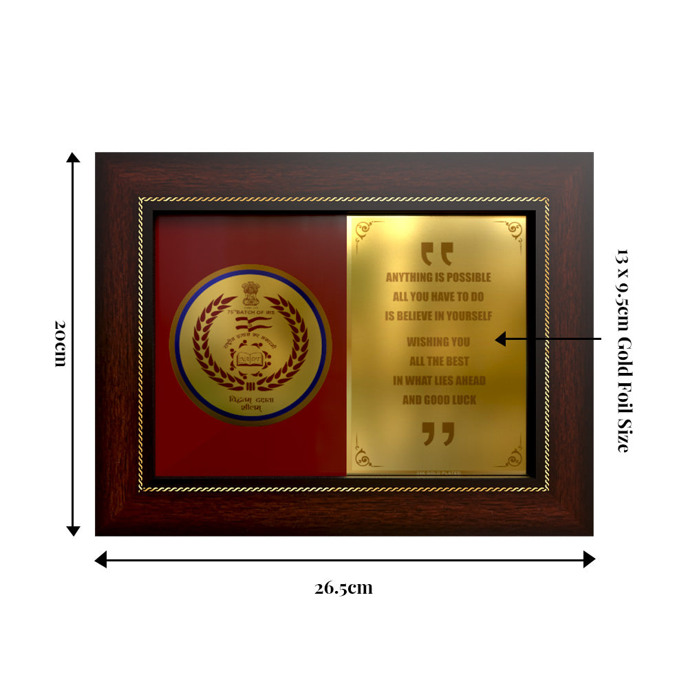 Diviniti Memento with Image Printed on 24K Gold Plated Foil | Premium Personalized Award | Luxury Gift Plaque