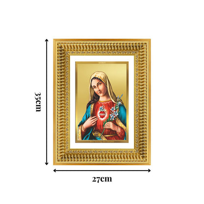 Diviniti 24K Gold Plated Mother Mary (Classic) Divine Wall Frame for Home Mandir & Office Decor | Luxury Spiritual Gift