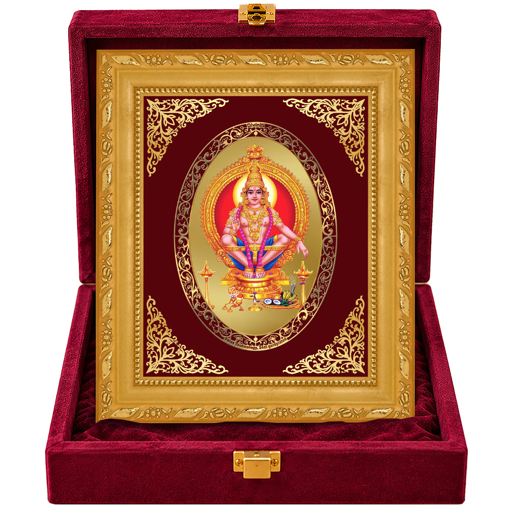 24K Gold-Plated Lord Ayyappan Frame | Premium Gift Box | 21.5x17.5 CM