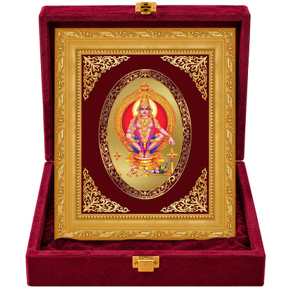 24K Gold-Plated Lord Ayyappan Frame | Premium Gift Box | 21.5x17.5 CM
