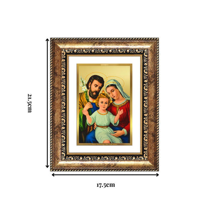 Diviniti 24K Gold Plated Holy Family (Classic) Divine Wall and Table Top Frame for Home Mandir & Office Decor | Luxury Spiritual Gift