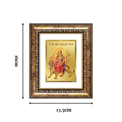 Diviniti 24K Gold Plated Durga With Mantra Divine Table Top Frame for Home Mandir & Office Decor | Luxury Spiritual Gift