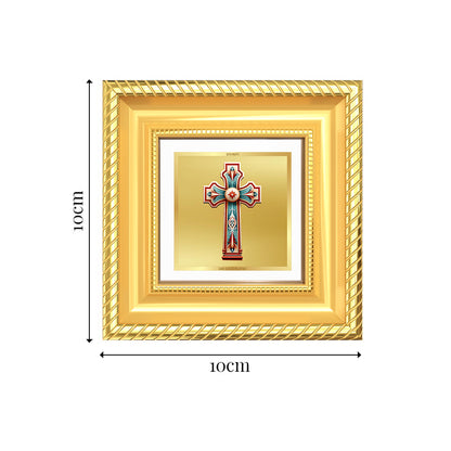 Diviniti Holy Cross Tabletop Photo Frame in 24K Gold Plated Foil | Faith, Hope & Divine Grace | DG015S1A (10x10 CM)