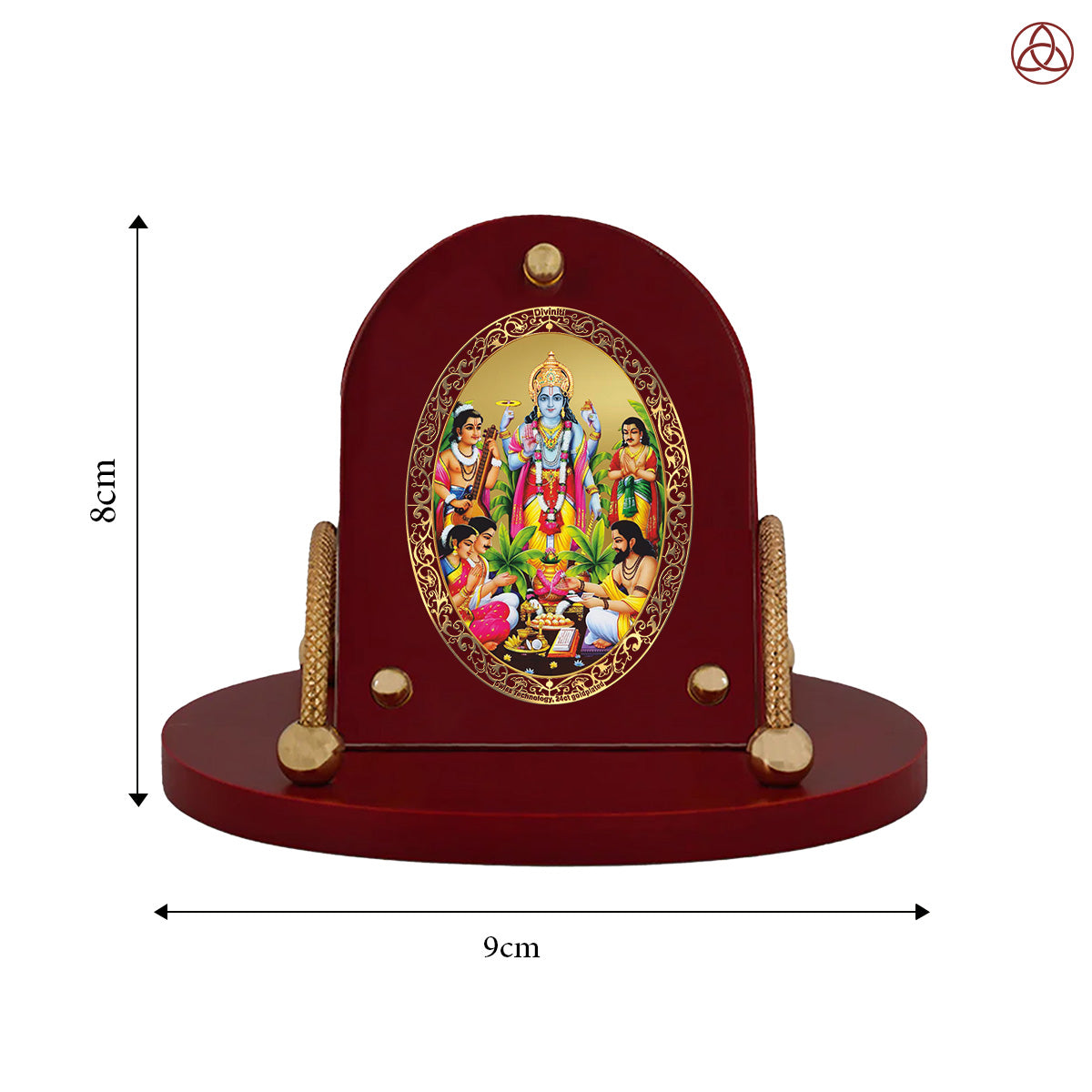 Satyanarayan | Lord Vishnu Divine 24K Gold Plated Photo Frame for Car Dashboard, Home Décor & Tabletop | Blessings of Prosperity, Truth & Harmony