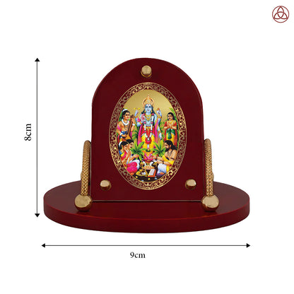 Satyanarayan | Lord Vishnu Divine 24K Gold Plated Photo Frame for Car Dashboard, Home Décor & Tabletop | Blessings of Prosperity, Truth & Harmony
